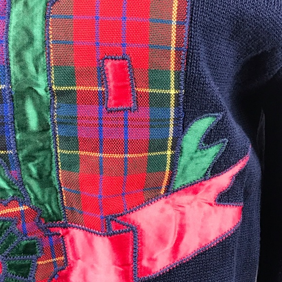 Navy Cotton Holiday Long Sleeve Sweater Sz M - Picture 3 of 8